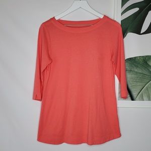 Pure Jill Knit A Line Tunic Coral Pink Boat Neck